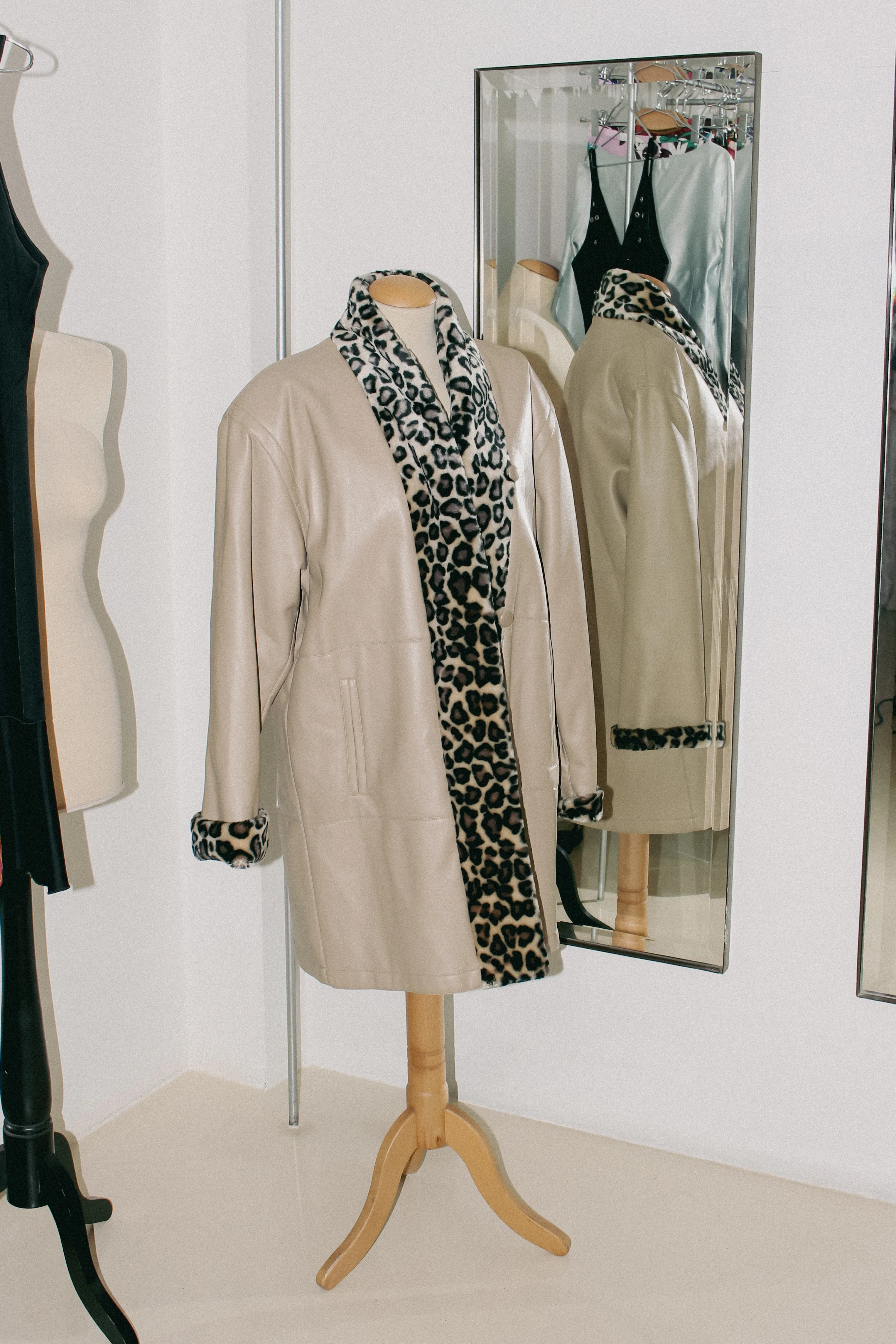 Vintage Faux Leather and Fur Coat