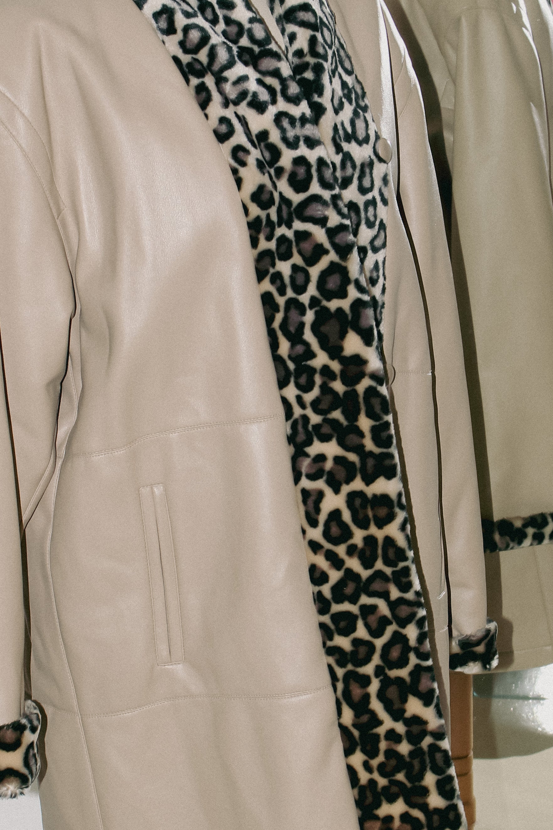 Vintage Faux Leather and Fur Coat - Image 2